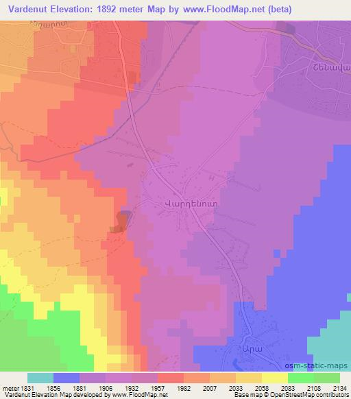 Vardenut,Armenia Elevation Map