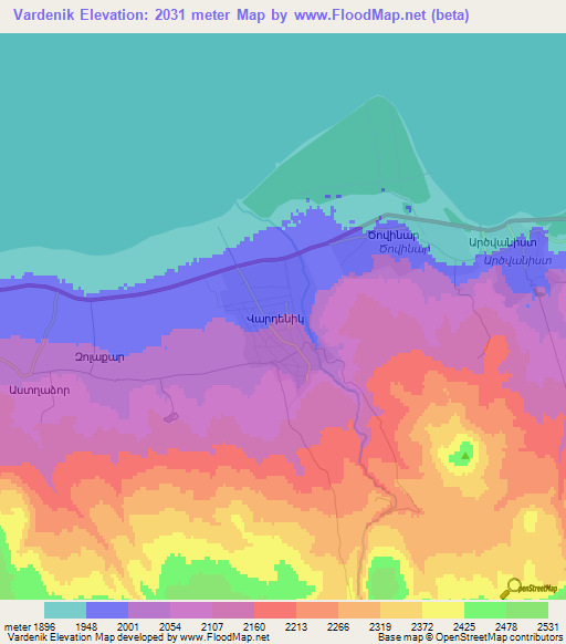 Vardenik,Armenia Elevation Map