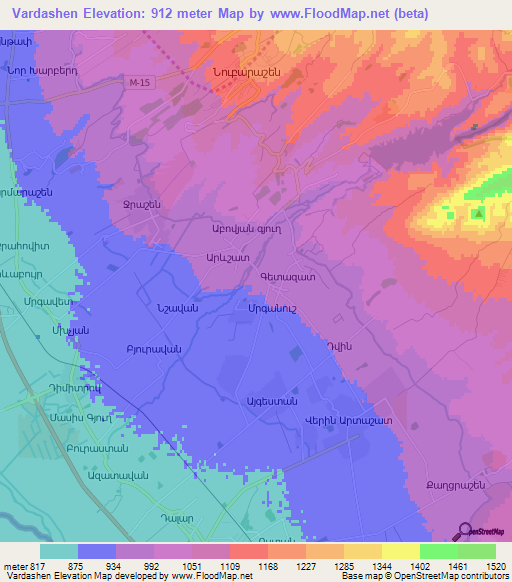 Vardashen,Armenia Elevation Map