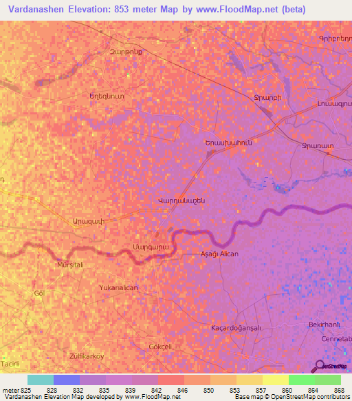 Vardanashen,Armenia Elevation Map