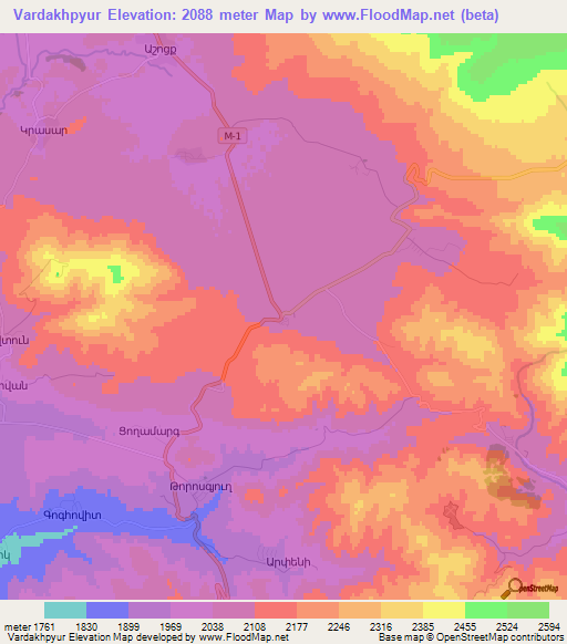 Vardakhpyur,Armenia Elevation Map