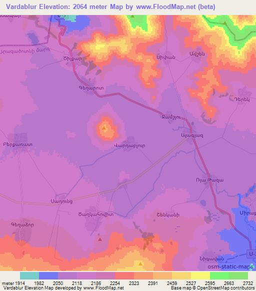 Vardablur,Armenia Elevation Map