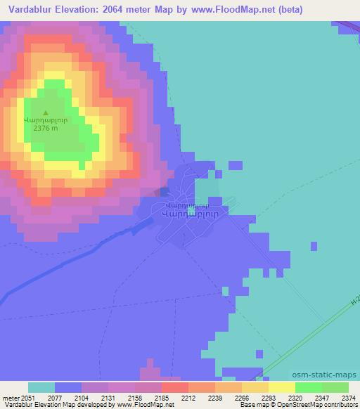 Vardablur,Armenia Elevation Map
