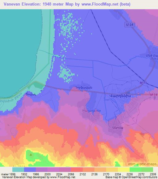 Vanevan,Armenia Elevation Map