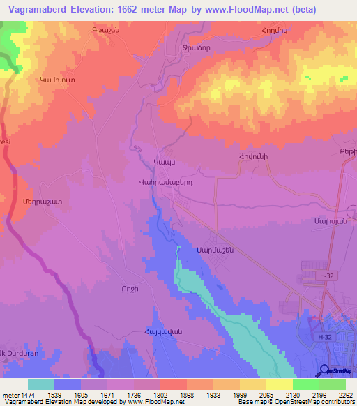 Vagramaberd,Armenia Elevation Map