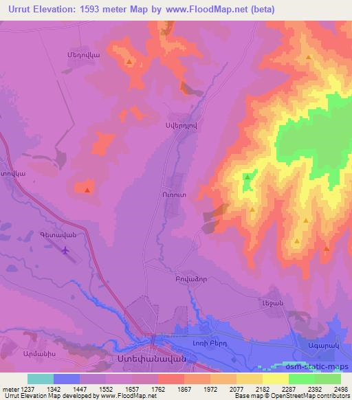 Urrut,Armenia Elevation Map