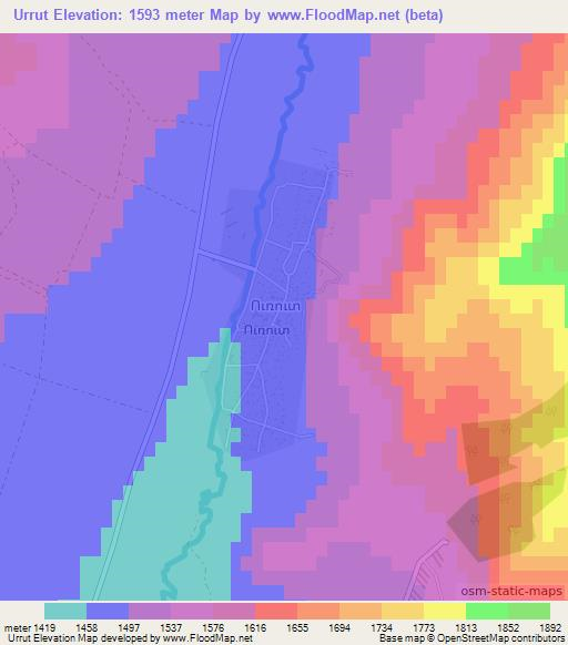 Urrut,Armenia Elevation Map