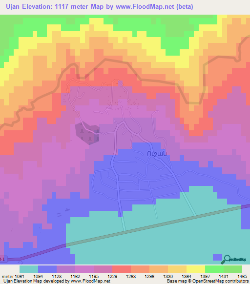 Ujan,Armenia Elevation Map
