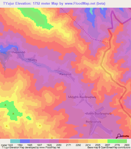 T't'ujur,Armenia Elevation Map