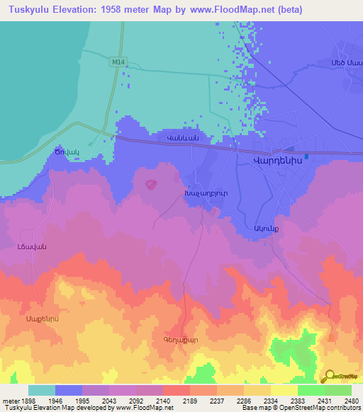 Tuskyulu,Armenia Elevation Map