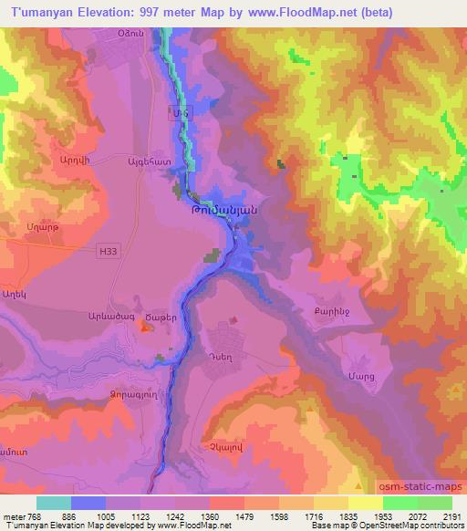 T'umanyan,Armenia Elevation Map