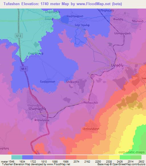 Tufashen,Armenia Elevation Map