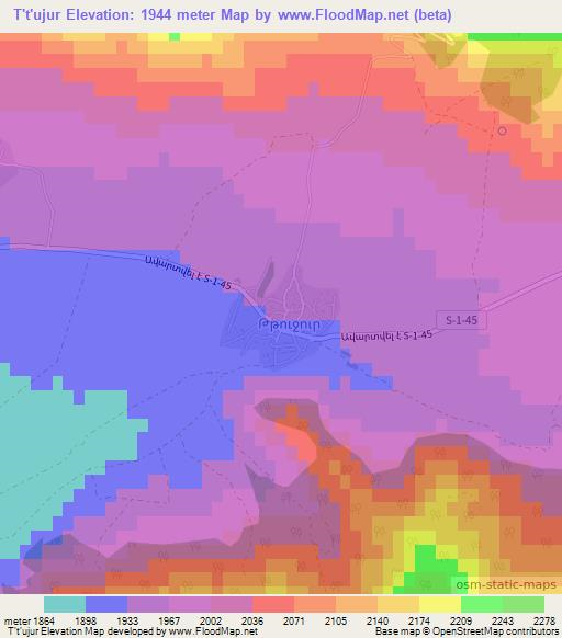 T't'ujur,Armenia Elevation Map