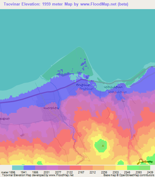 Tsovinar,Armenia Elevation Map