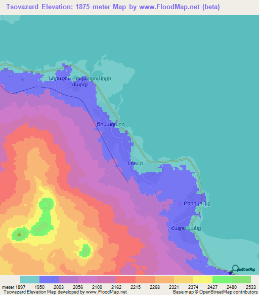 Tsovazard,Armenia Elevation Map