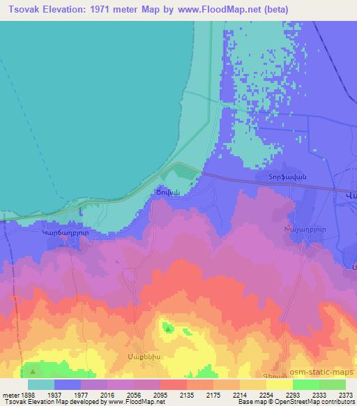 Tsovak,Armenia Elevation Map