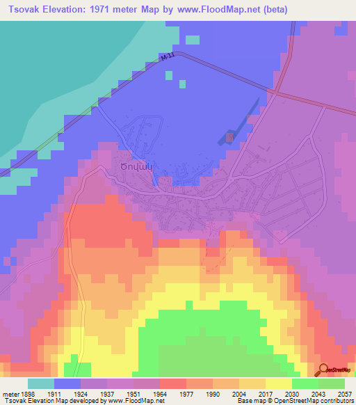 Tsovak,Armenia Elevation Map