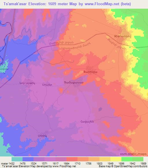Ts'amak'asar,Armenia Elevation Map
