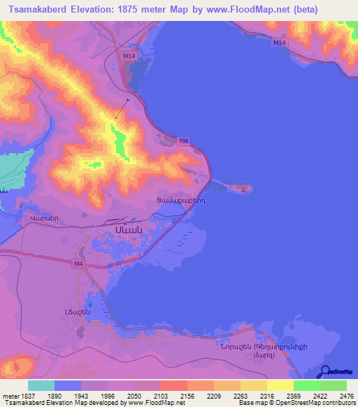 Tsamakaberd,Armenia Elevation Map