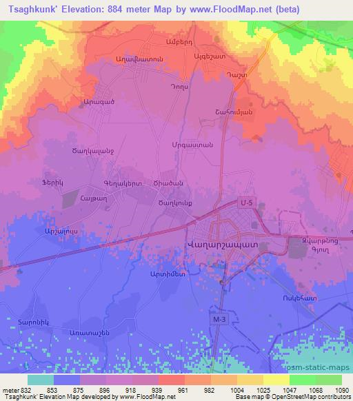 Tsaghkunk',Armenia Elevation Map