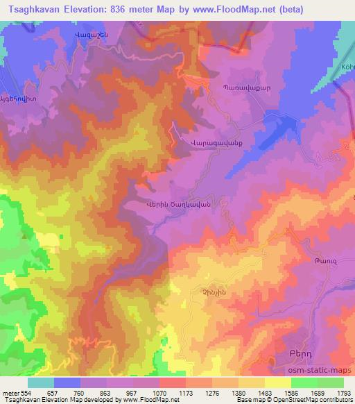 Tsaghkavan,Armenia Elevation Map