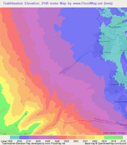 Tsakhkashen,Armenia Elevation Map
