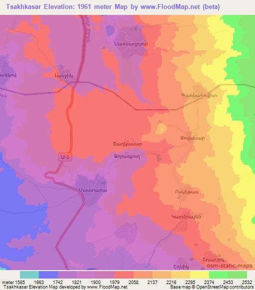 Tsakhkasar,Armenia Elevation Map