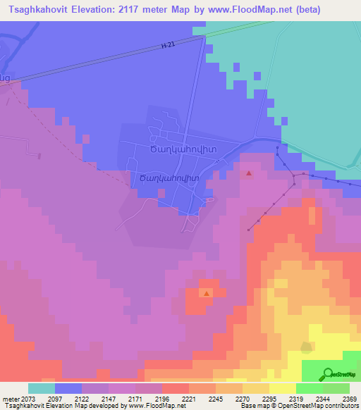 Tsaghkahovit,Armenia Elevation Map