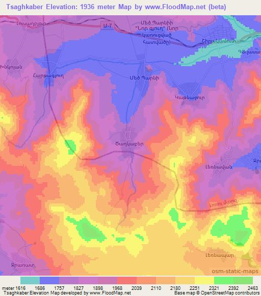Tsaghkaber,Armenia Elevation Map