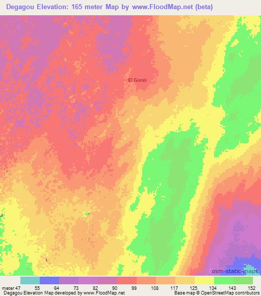 Degagou,Somalia Elevation Map
