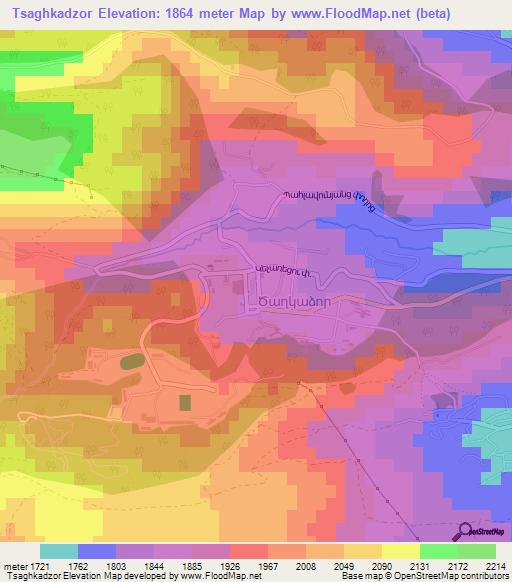 Tsaghkadzor,Armenia Elevation Map