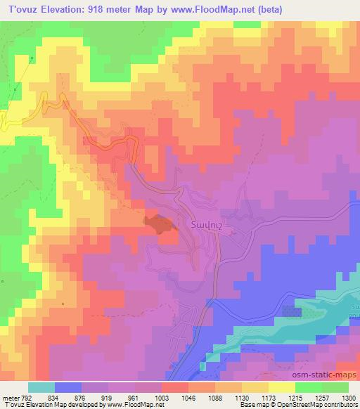 T'ovuz,Armenia Elevation Map
