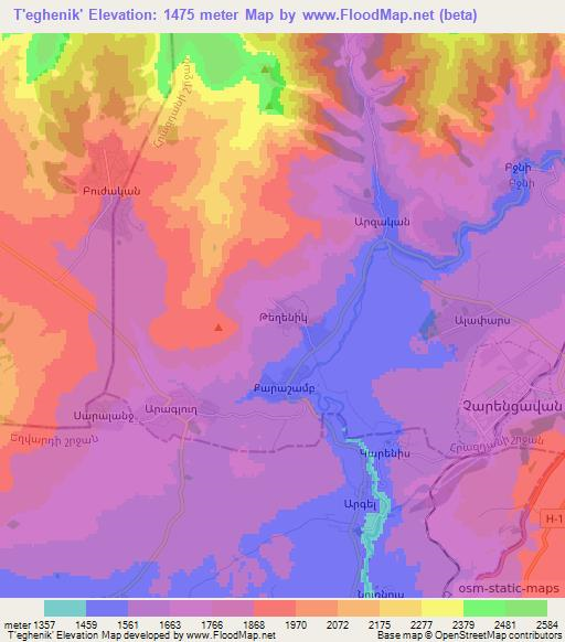 T'eghenik',Armenia Elevation Map