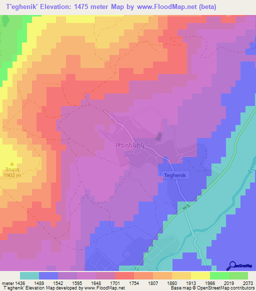 T'eghenik',Armenia Elevation Map