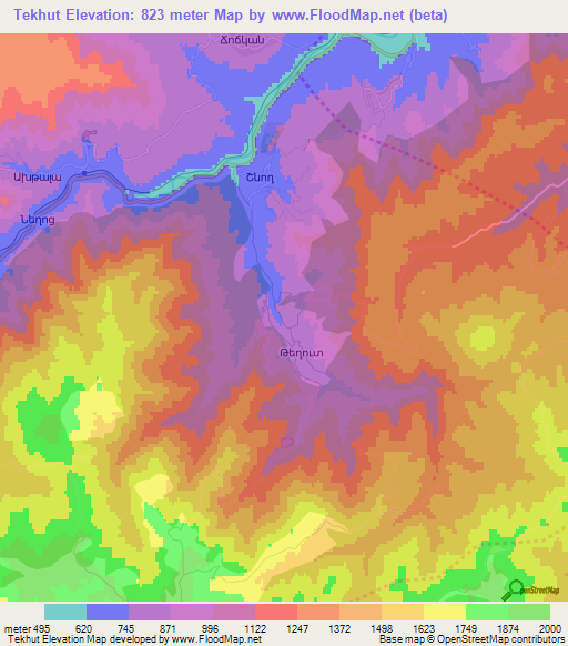 Tekhut,Armenia Elevation Map