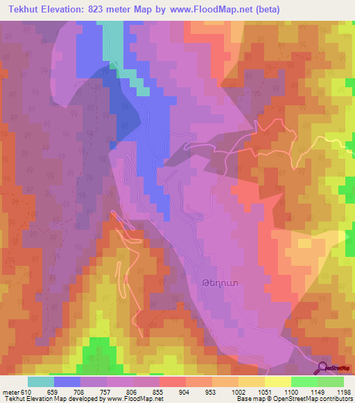 Tekhut,Armenia Elevation Map