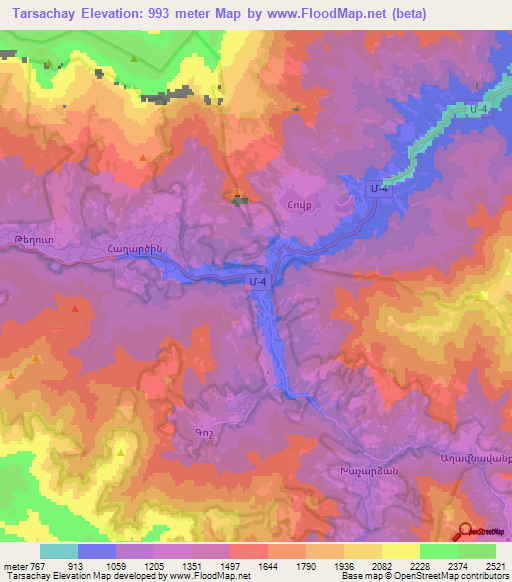 Tarsachay,Armenia Elevation Map