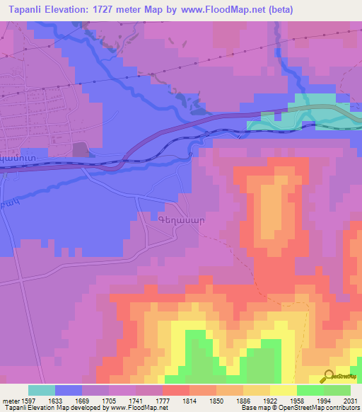 Tapanli,Armenia Elevation Map