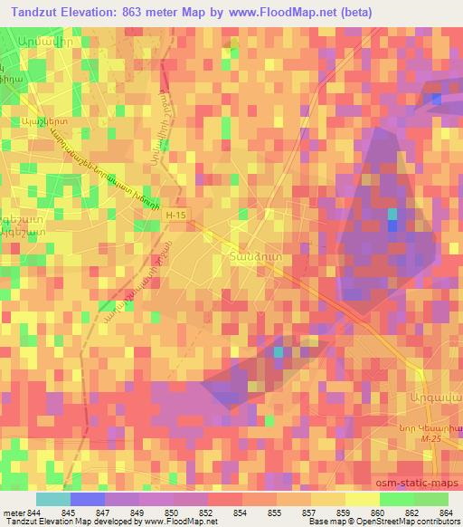Tandzut,Armenia Elevation Map
