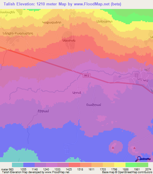 Talish,Armenia Elevation Map