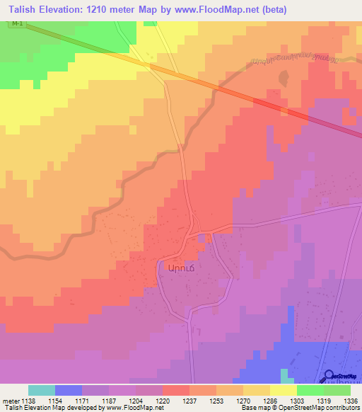 Talish,Armenia Elevation Map