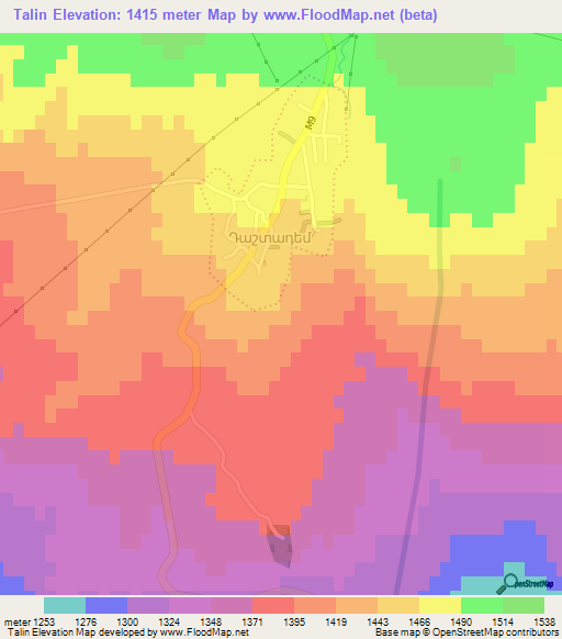 Talin,Armenia Elevation Map