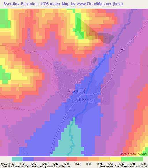 Sverdlov,Armenia Elevation Map