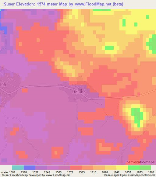 Suser,Armenia Elevation Map