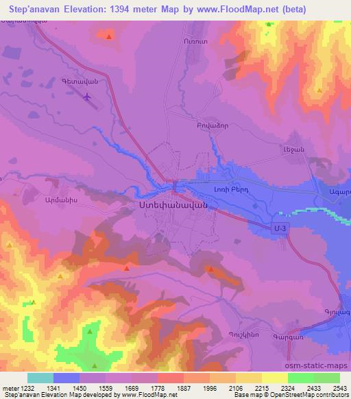 Step'anavan,Armenia Elevation Map