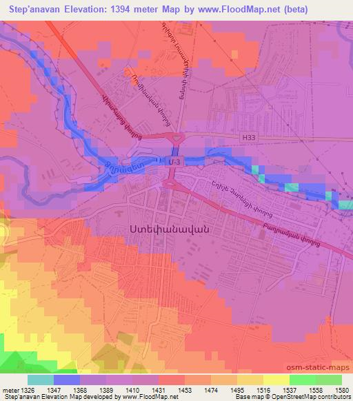 Step'anavan,Armenia Elevation Map
