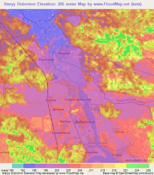 Staryy Dobrotvor,Ukraine Elevation Map