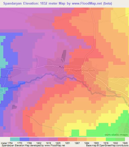 Spandaryan,Armenia Elevation Map