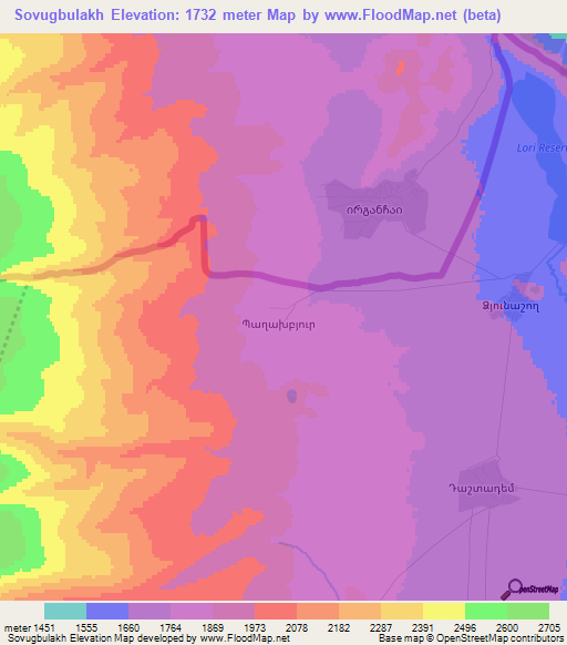 Sovugbulakh,Armenia Elevation Map