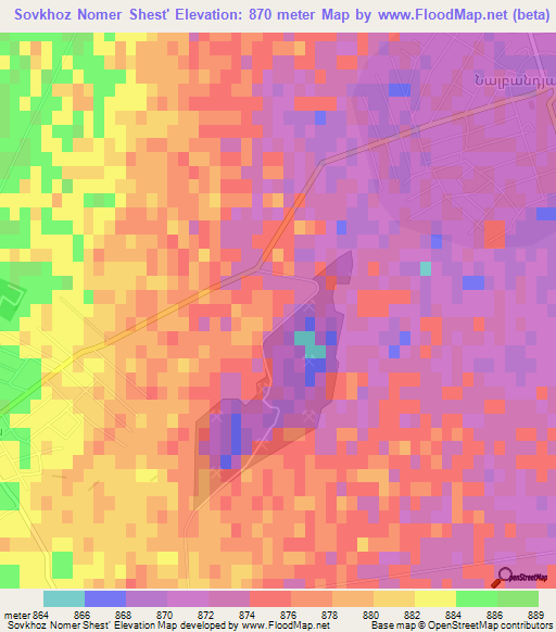 Sovkhoz Nomer Shest',Armenia Elevation Map